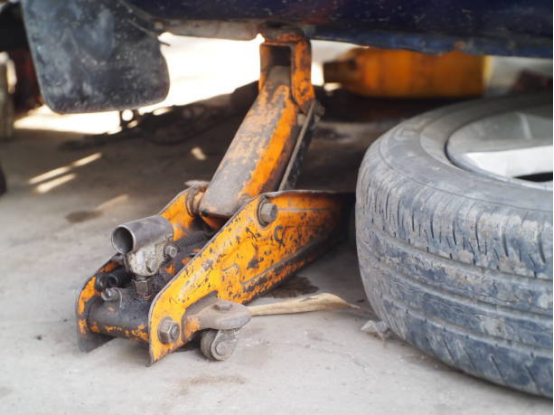 Jack Stand metal fatigue micro-crack inspection close-up