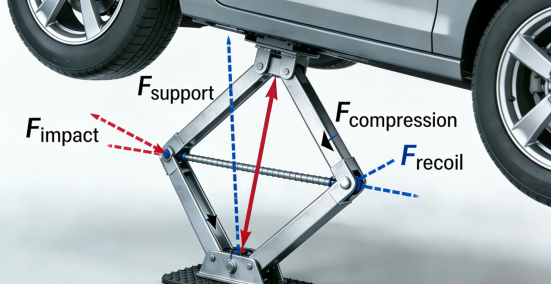 Diagram of static and dynamic load forces on a jack