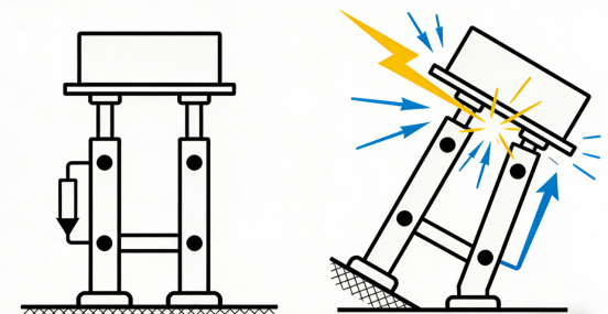 Comparison of Jack Stand performance on level ground and uneven ground.