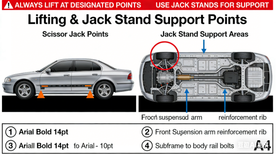 Jack Stand correct support point on vehicle frame
