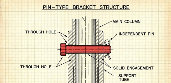 Diagram detailing the secure pin-type bracket structure of these safety jack stands.