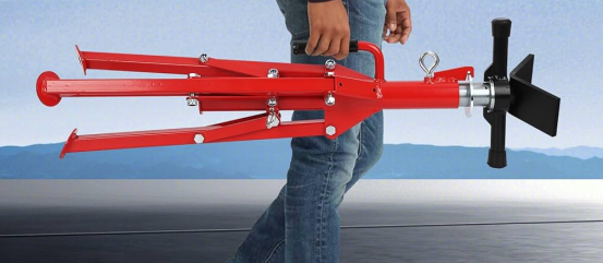 portable folding jack stand unfolded with locking mechanism